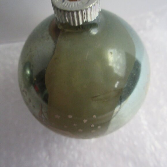 2 Shiny Brite Silent Night Church Blue Stencil Glass Christmas Ornament Vtg - Picture 9 of 9